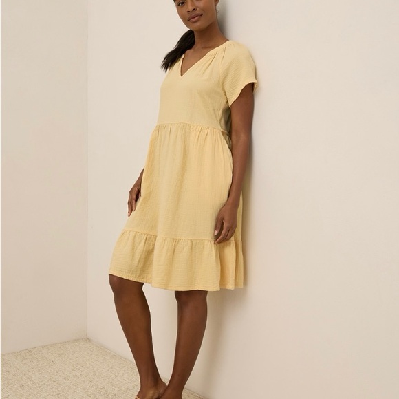 Pact Light Yellow Double Gauze 100% Organic Cotton Dress - Picture 2 of 10